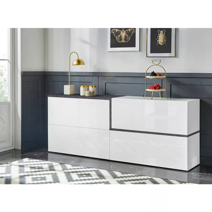 UNICORN Sideboard wall unit modern high-gloss white Width 210 cm Depth 40 cm Height 86 cm
