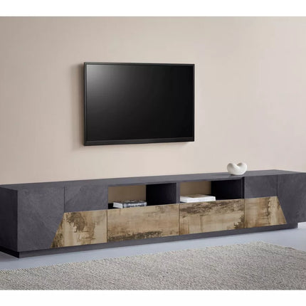 UNICORN TV furniture wall unit modern dark gray white brown Width 260 cm Depth 43 cm Height 46 cm