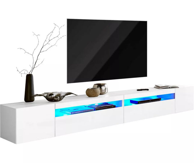 UNICORN TV furniture wall unit high-gloss white with mood lighting Width 260 cm Depth 40 cm Height 36.5 cm