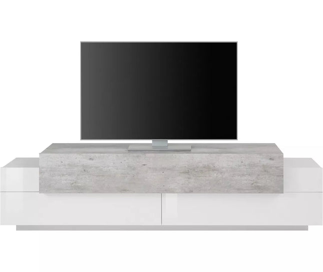 TV meubel wandmeubel hoogglans wit grijs bruin donkergrijs Breedte 200 cm Diepte 45 cm Hoogte 51,6 cm