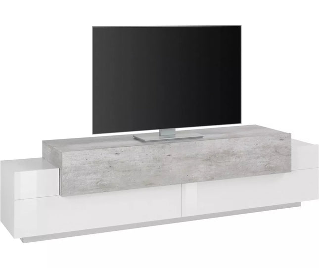TV meubel wandmeubel hoogglans wit grijs bruin donkergrijs Breedte 200 cm Diepte 45 cm Hoogte 51,6 cm