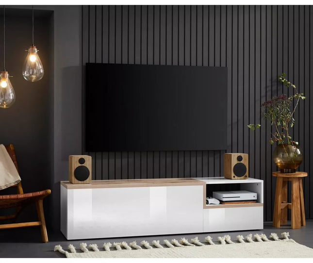 UNICORN TV cabinet wall unit high-gloss white 160x40x46 cm