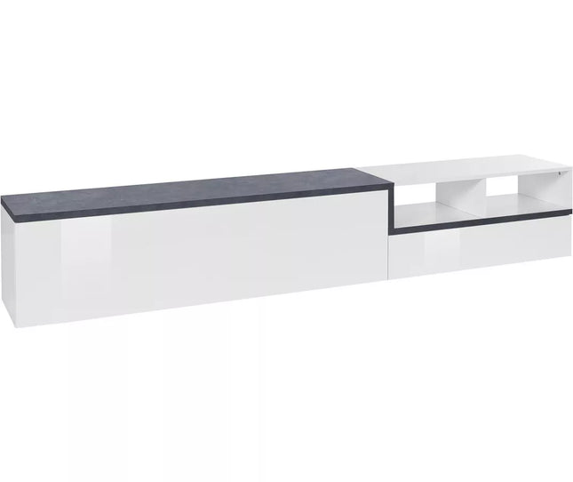 UNICORN TV furniture wall unit modern high-gloss white dark gray Width 240 cm Depth 40 cm Height 46 cm