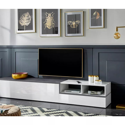 UNICORN TV furniture wall unit modern high-gloss white dark gray Width 240 cm Depth 40 cm Height 46 cm