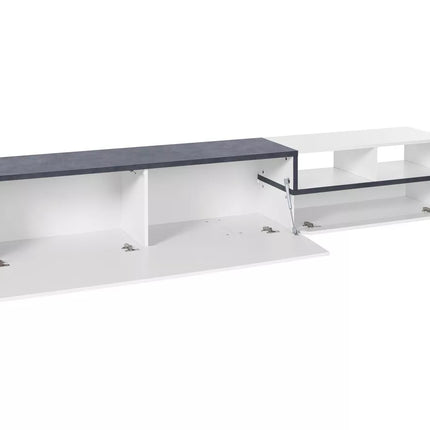UNICORN TV furniture wall unit modern high-gloss white dark gray Width 240 cm Depth 40 cm Height 46 cm
