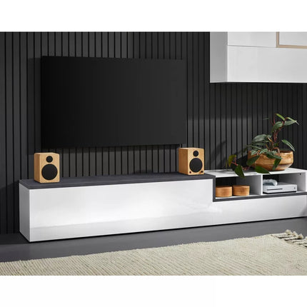 UNICORN TV furniture wall unit modern high-gloss white dark gray Width 240 cm Depth 40 cm Height 46 cm