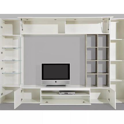 UNICORN TV stand wall unit high-gloss white with mood lighting (set of 5)