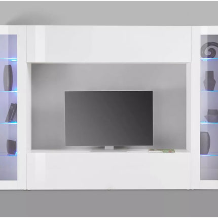 UNICORN TV furniture wall unit high-gloss white with mood lighting Width 260 cm Depth 30 cm Height 180 cm