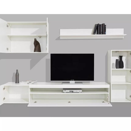 UNICORN TV furniture wall unit high-gloss white (set of 4) with mood lighting Width 200 cm