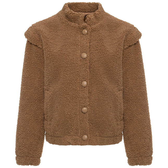 Dames winterjas bruin zwart s m l