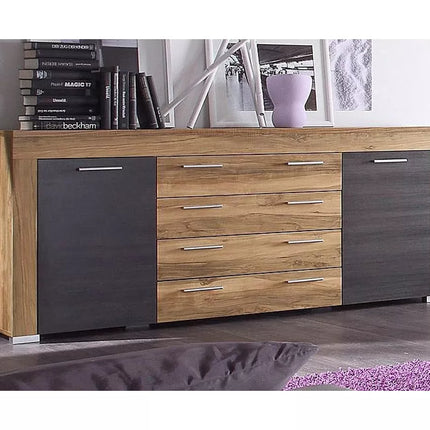 UNICORN Dresser wall unit rural modern brown matt black Width 176 cm Depth 40 cm Height 79 cm