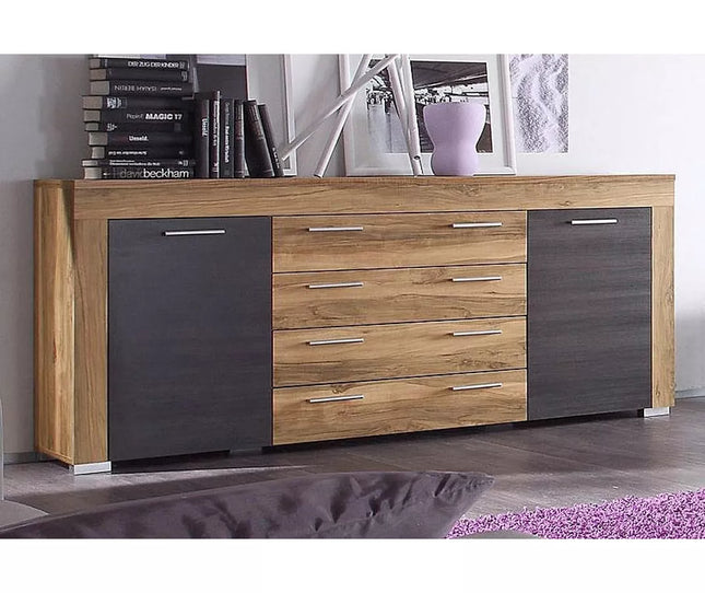 UNICORN Dresser wall unit rural modern brown matt black Width 176 cm Depth 40 cm Height 79 cm