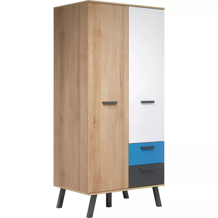 UNICORN Wardrobe modern oak brown white black blue Width 87 cm Depth 61 cm Height 190 cm