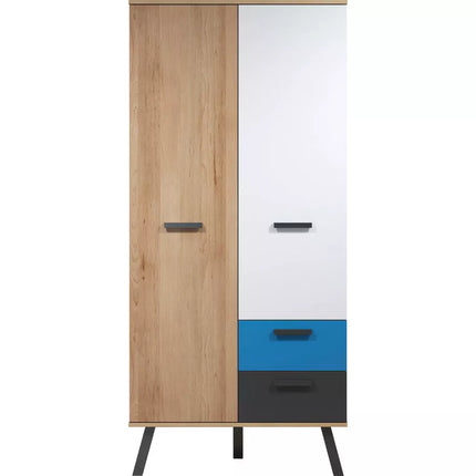 UNICORN Wardrobe modern oak brown white black blue Width 87 cm Depth 61 cm Height 190 cm