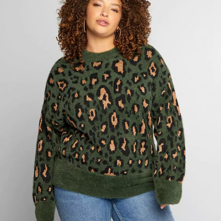 UNICORN Women's sweater green leopard motif xl xxl xxxl xxxxl