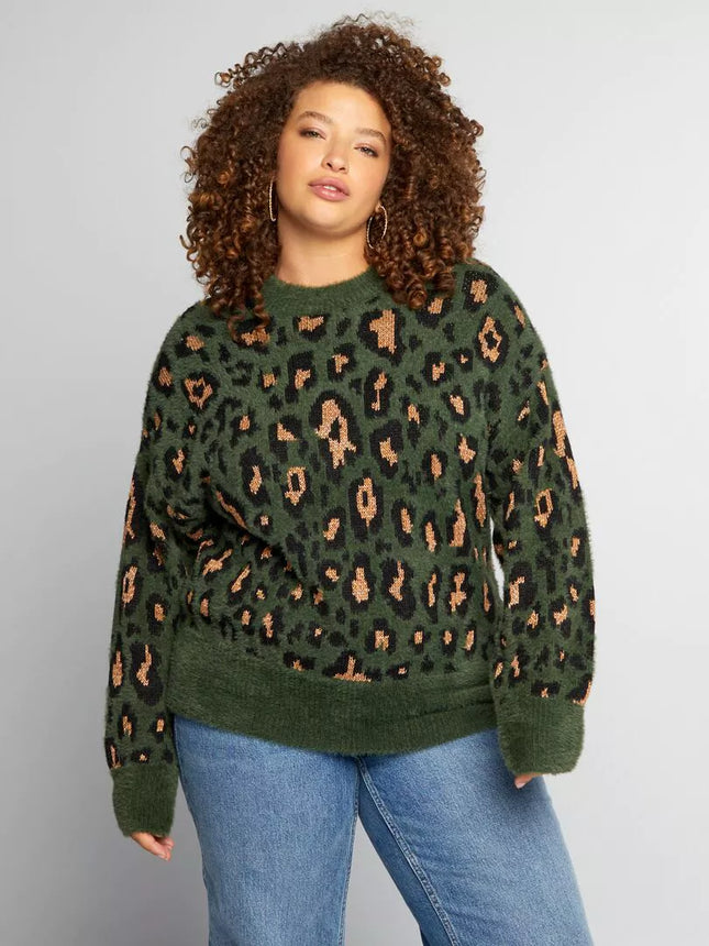 UNICORN Women's sweater green leopard motif xl xxl xxxl xxxxl