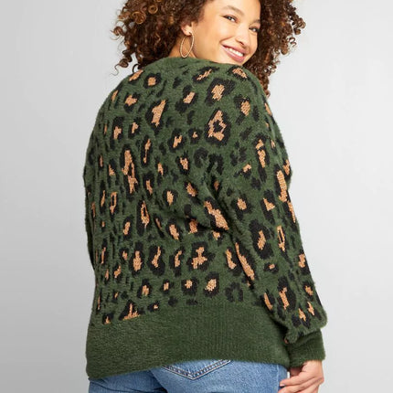 UNICORN Women's sweater green leopard motif xl xxl xxxl xxxxl