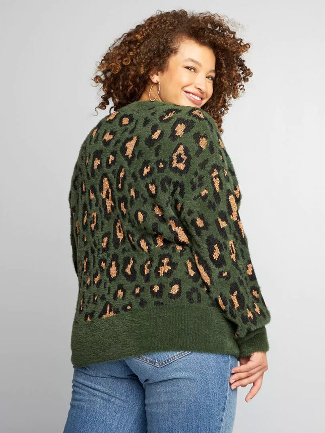 UNICORN Women's sweater green leopard motif xl xxl xxxl xxxxl