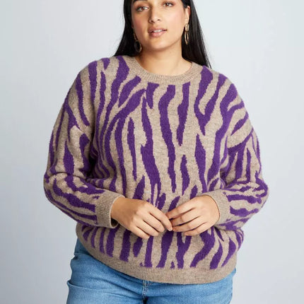 UNICORN Women's sweater zebra print black purple xl xxl xxl xxxl