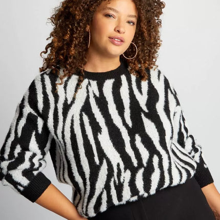 UNICORN Women's sweater zebra print black purple xl xxl xxl xxxl