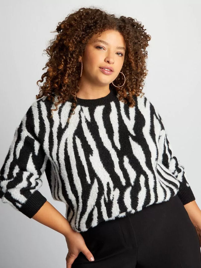 UNICORN Women's sweater zebra print black purple xl xxl xxl xxxl