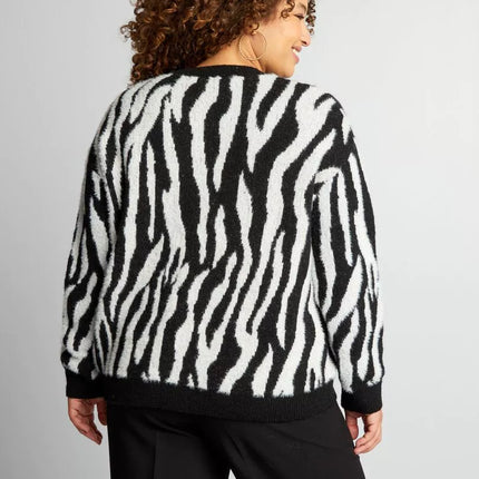 UNICORN Women's sweater zebra print black purple xl xxl xxl xxxl