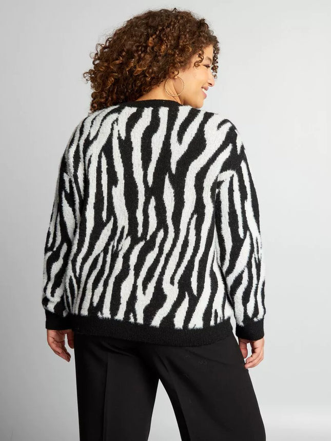 UNICORN Women's sweater zebra print black purple xl xxl xxl xxxl