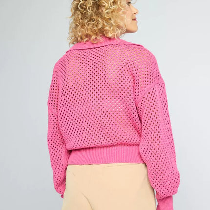 UNICORN Women's sweater with skipper collar, pink, beige, green, xs, s, m, l, xl