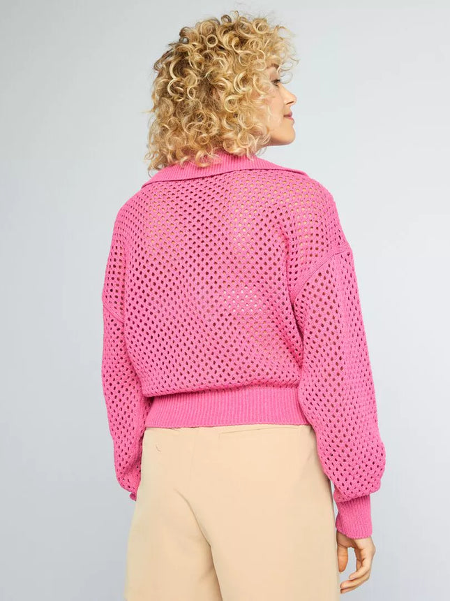 UNICORN Women's sweater with skipper collar, pink, beige, green, xs, s, m, l, xl
