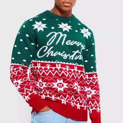 UNICORN Men's sweater Christmas pattern dark green red xs s m l xl