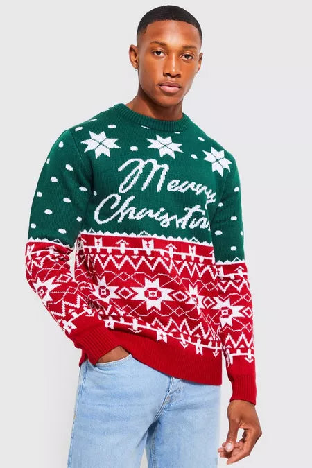 UNICORN Men's sweater Christmas pattern dark green red xs s m l xl