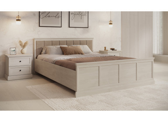 UNICORN Leroy Double Bed - White Oak - 160x200 cm