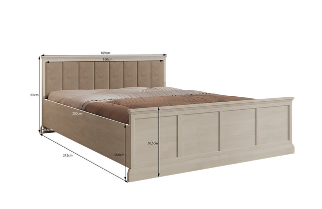 UNICORN Leroy Double Bed - White Oak - 160x200 cm