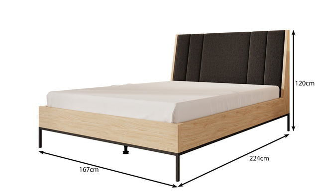 UNICORN Luxor Double Bed - Oak - 160x200 cm