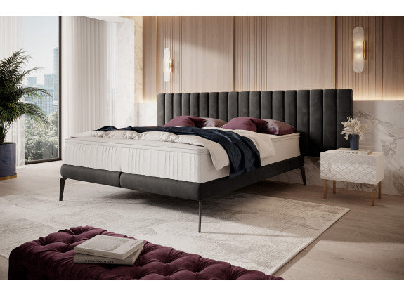 UNICORN Mojito Double Bed - Black - Velvet - 160x200 cm