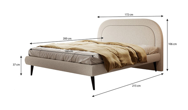 UNICORN Novia double bed - White teddy fabric boucle - 160x200 cm