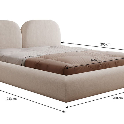 UNICORN Nyna Double Bed - Beige - Fabric - 160x200 cm