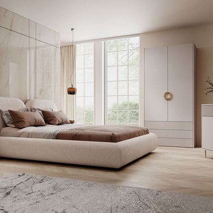 UNICORN Nyna Double Bed - Beige - Fabric - 160x200 cm