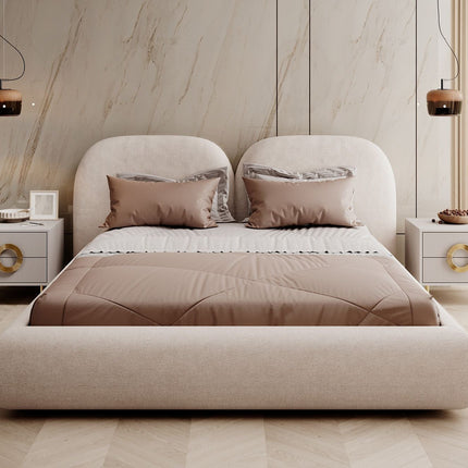 UNICORN Nyna Double Bed - Beige - Fabric - 160x200 cm