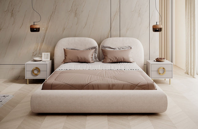 UNICORN Nyna Double Bed - Beige - Fabric - 160x200 cm