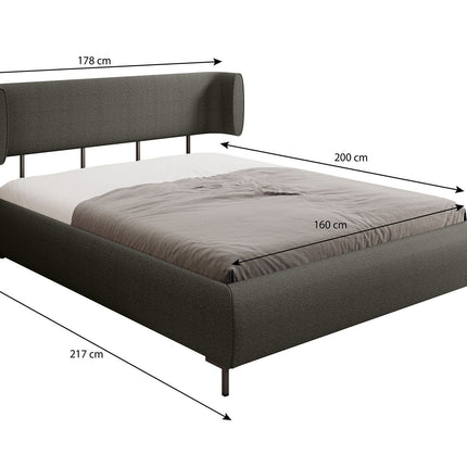 UNICORN Double Bed Orlin  Black  Fabric  160x200 cm