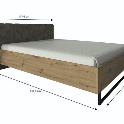 UNICORN Saturn Double Bed - Oak - Black - 160x200 cm