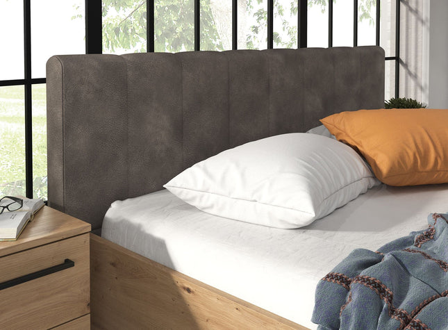 UNICORN Saturn Double Bed - Oak - Black - 160x200 cm