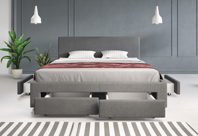 UNICORN Double Bed Suente - Gray - 160x200 cm