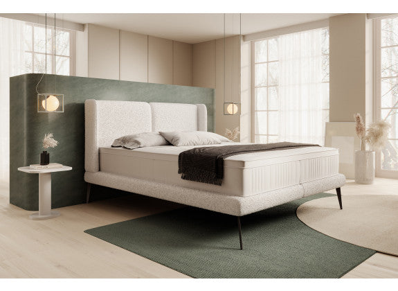 UNICORN Taisoon Double Bed - White - Teddy Fabric - 160x200 cm