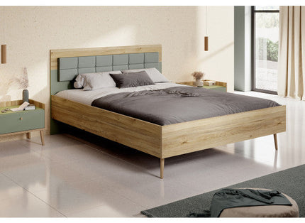 UNICORN Wally Double Bed - Light Oak - Green - 160x200 cm
