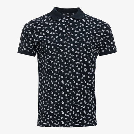 UNICORN Men's polo shirt with floral print, dark blue, S M L XL blue green