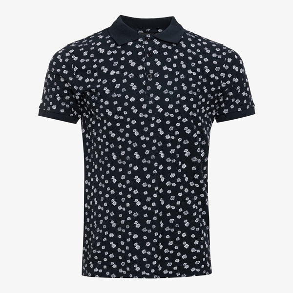 UNICORN Men's polo shirt with floral print, dark blue, S M L XL blue green