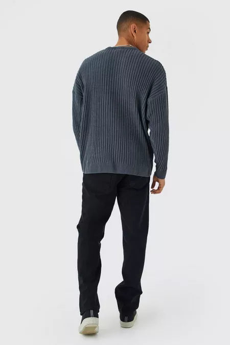 UNICORN Men's sweater ribbed dark gray xs s m l xl