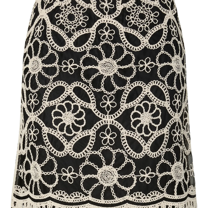 YAS Cilia crochet skirt black